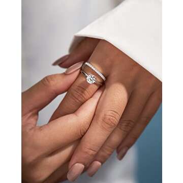 IMOLOVE Moissanite Solitaire Engagement Ring 1CT D Color