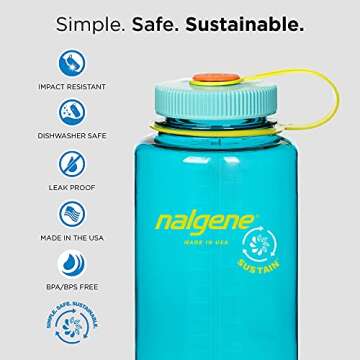 Nalgene Tritan Wide Mouth BPA-Free Water Bottle, Cosmo, 32 oz