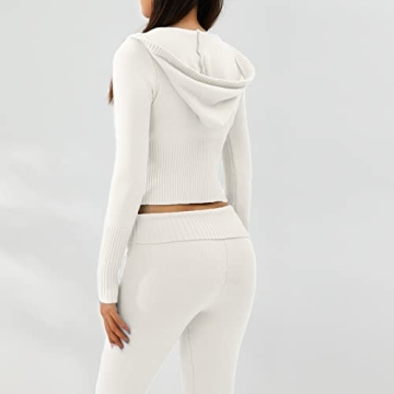 Stylish Women Knit Two Piece Set - Hoodie & Leggings