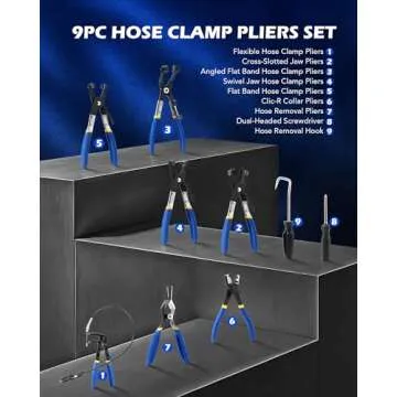 Orion Motor Tech 9pcs Hose Clamp Pliers for Fuel Oil & Water Hoses, Automotive Long Reach Hose Clamp...
