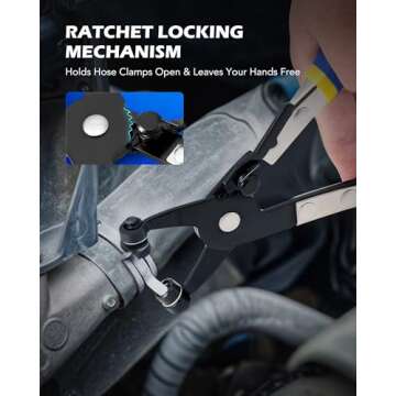 Orion Motor Tech 9pcs Hose Clamp Pliers for Fuel Oil & Water Hoses, Automotive Long Reach Hose Clamp Remover Kit with Flexible Wire Clic R Type Swivel Jaw Flat Band Pliers Case, Blue