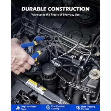 Orion Motor Tech 9pcs Hose Clamp Pliers for Fuel Oil & Water Hoses, Automotive Long Reach Hose Clamp Remover Kit with Flexible Wire Clic R Type Swivel Jaw Flat Band Pliers Case, Blue