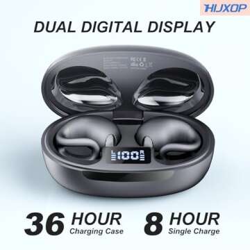 Hijoxp Open Ear Earbuds Lightweight Design with 44H Playtime