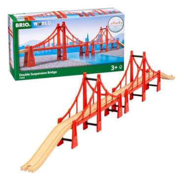 BRIO World - 33683 Double Suspension Bridge | Toy Train Set Accessory for Kids & Toddlers Age 3 and ...
