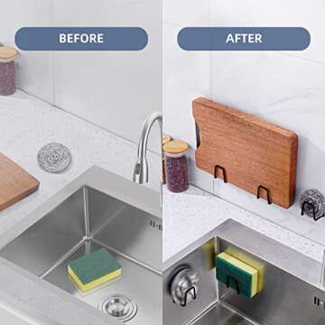 EIXENCOSI Adhesive Sponge Holder for Kitchen Sink – Sleek and Durable Stainless Steel
