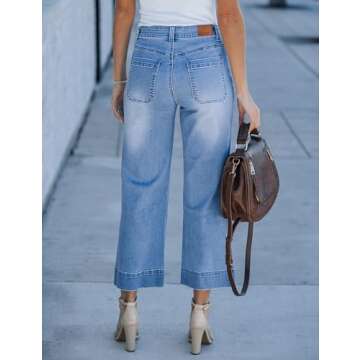 luvamia Wide Leg Jeans for Women Trendy High Waisted Flare Jeans Cropped Denim Pants Stretchy Baggy ...