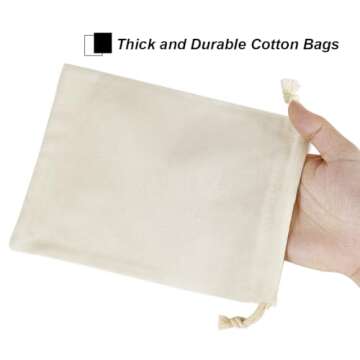 HRX Package 20pcs Muslin Bags 6x8 inches, Cotton Drawstring Bag Fabric Gift Pouches Sachet for Jewel...