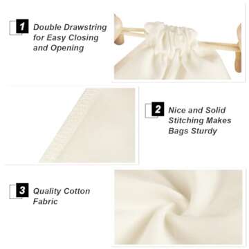 HRX 20pcs Muslin Bags: Durable Cotton Gift Pouches