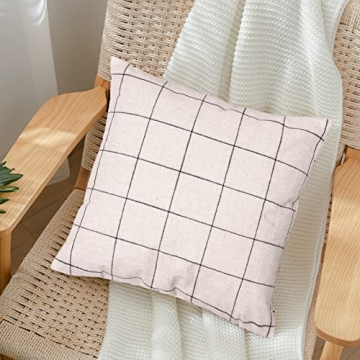 Plaid Throw Pillow Covers - Set of 2 for Farmhouse Decor