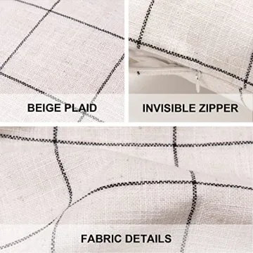 Plaid Throw Pillow Covers - Set of 2 for Farmhouse Decor