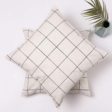 Plaid Throw Pillow Covers - Set of 2 for Farmhouse Decor