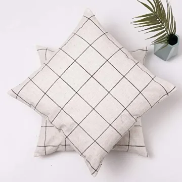 Plaid Throw Pillow Covers - Set of 2 for Farmhouse Decor
