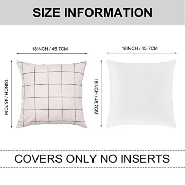 Plaid Throw Pillow Covers - Set of 2 for Farmhouse Decor