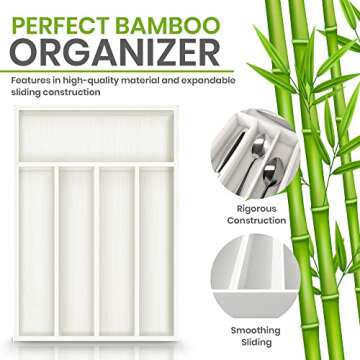 Utopia Kitchen Silverware Organizer - Bamboo Utensil Drawer