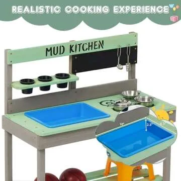 Mederra Kids Wooden Play Kitchen with Water Play Set