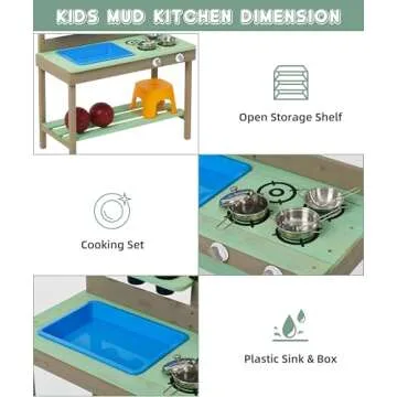 Mederra Kids Wooden Play Kitchen with Water Play Set