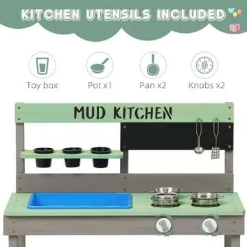 Mederra Kids Wooden Play Kitchen with Water Play Set