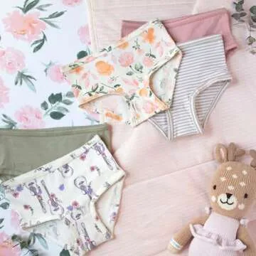 Burt's Bees Baby Baby Toddler Girl Underwear, Organic Cotton, Pack of 5, Floral Guitars, 4-5T