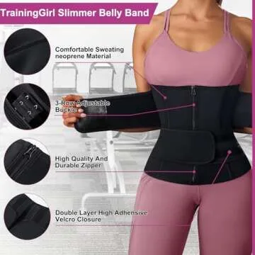 TrainingGirl Women Waist Trainer Cincher Corset Tummy Control Workout Sweat Band Slimmer Belly Belt Weight Loss Sports Girdle