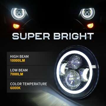 LX-LIGHT 7 inch LED Headlights + 4 inch Fog Lights for Jeep