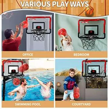 Basketball Hoop Indoor for Kids 16.5" X 12.5" - Automatic Scoring Basketball Hoop Mini Basketball Hoop for Door with 2 Balls，Basketball Toy for Kids Boys Teens，Perfectly for A Basketball Lover as Gift