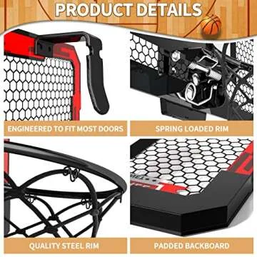 Basketball Hoop Indoor for Kids 16.5" X 12.5" - Automatic Scoring Basketball Hoop Mini Basketball Hoop for Door with 2 Balls，Basketball Toy for Kids Boys Teens，Perfectly for A Basketball Lover as Gift