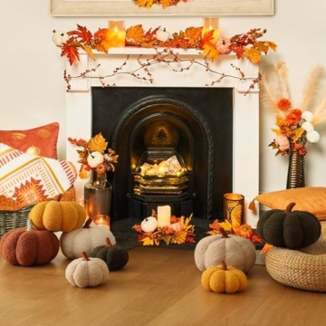 YRXRUS Pumpkin Pillows, Set of 2 Pumpkin Pillow, Brown Throw Pillows Christmas Decoration, Winter Decor, Teddy Fleece 6x12&4x7 Inches Accent Cushion