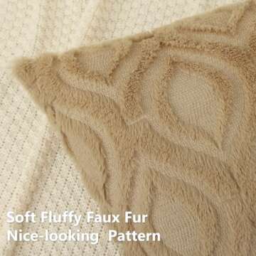 Soft Plush Faux Wool Khaki Throw Pillow Covers Set of 2