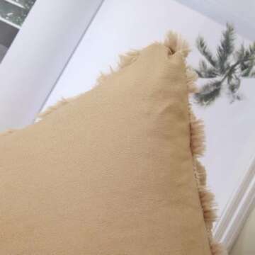 Soft Plush Faux Wool Khaki Throw Pillow Covers Set of 2