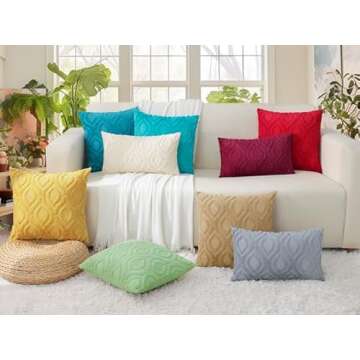 Soft Plush Faux Wool Khaki Throw Pillow Covers Set of 2