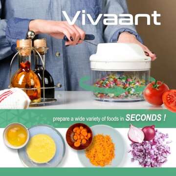 Vivaant Manual Food Processor - 5 Cup Capacity for Effortless Cooking