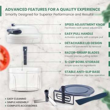 Vivaant Manual 5 Cup Food Processor - Quick & Efficient