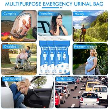 DIBBATU Disposable Urine Bag,12 PCS 800ML for Travel, Emergency Portable Pee Bag and Vomit Bags, Uni...