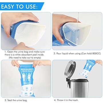 DIBBATU Disposable Urine Bag,12 PCS 800ML for Travel, Emergency Portable Pee Bag and Vomit Bags, Unisex Urinal Bag as Toilet Bag Suitable for Camping, Traffic Jams Pregnant, Patient, Kids