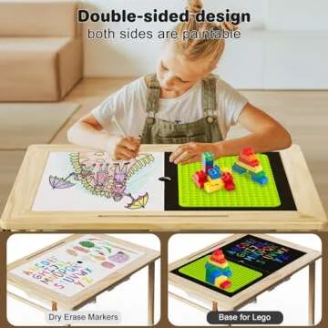 Sensory Table for Toddlers 1-3 - Multifunction Toddler Activity Table with Block Lid & 2 Storage Bin,Sturdy Play Sand Table,Kids Table for Indoor and Outdoor,Christmas and Birthday Gifts