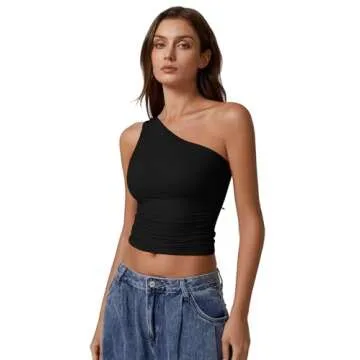 Stylish QINSEN Women's Adjustable One Shoulder Tank Top