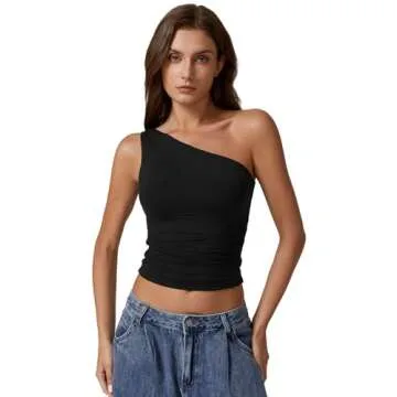 Stylish QINSEN Women's Adjustable One Shoulder Tank Top