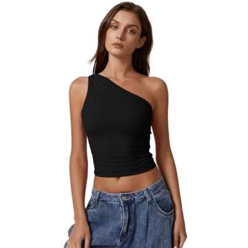 Stylish QINSEN Women's Adjustable One Shoulder Tank Top