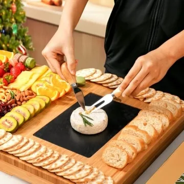 Extra Large 33.7x15.7 inch Charcuterie Boards Gift Set, 100% Bamboo Cheese Board and Knife Set, Cool Meat Cheese Platter Tray, House Warming Gifts New Home, Christmas Birthday Gift Ideas for Women Mom