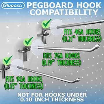 Gluposti Peg Hook Stoppers for 1/4 Pegboard Hooks & Slatwall Hooks, 1" Clear Plastic Disc Inventory ...