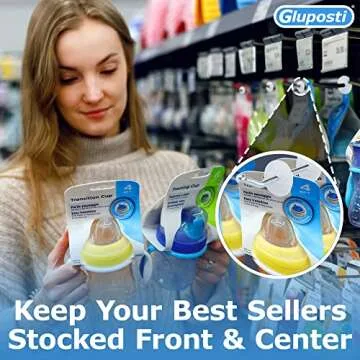 Gluposti Peg Hook Stoppers for 1/4 Pegboard Hooks & Slatwall Hooks, 1" Clear Plastic Disc Inventory Control Clips, Pegboard Peg Locks for Retail Hooks on Peg Board & Slat Wall Panels (100 Pack)