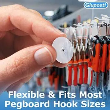Gluposti Peg Hook Stoppers for 1/4 Pegboard Hooks & Slatwall Hooks, 1" Clear Plastic Disc Inventory Control Clips, Pegboard Peg Locks for Retail Hooks on Peg Board & Slat Wall Panels (100 Pack)