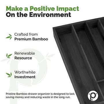 Pristine Bamboo Silverware Organizer for Kitchen Drawers