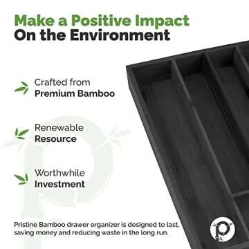 Pristine Bamboo Silverware Organizer for Kitchen Drawers