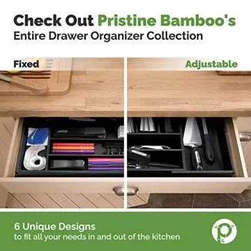Pristine Bamboo Silverware Organizer for Kitchen Drawers