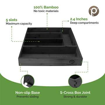 Pristine Bamboo Silverware Organizer for Kitchen Drawers