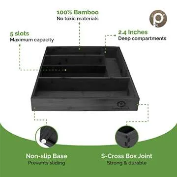 Pristine Bamboo Silverware Organizer for Kitchen Drawers