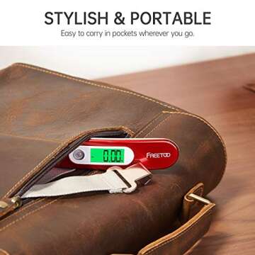 FREETOO Luggage Scale Portable Digital Hanging Scale for Travel, Suitcase Weight Scale with Superior Piano Lacquer 110 Lb/ 50Kg Capacity, Battery Included