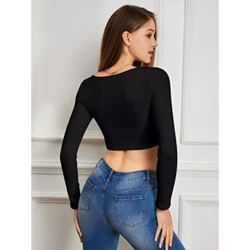 Shop Butgood V Neck Long Sleeve Crop Top for Fall