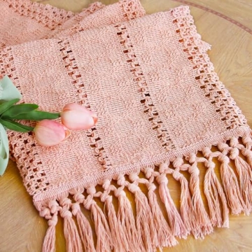 FEXIA Pink Table Runner 72 Inches Long Boho Macrame Table Runner for Summer Pink Room Decor Farmhous...
